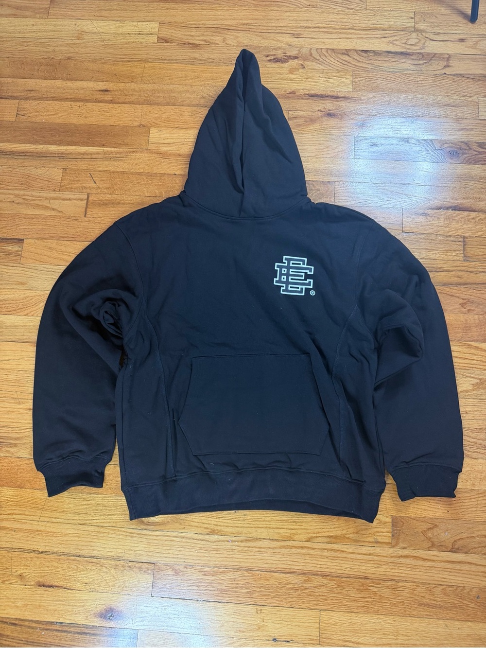 Black Crewneck Hoodie with Chest Logo